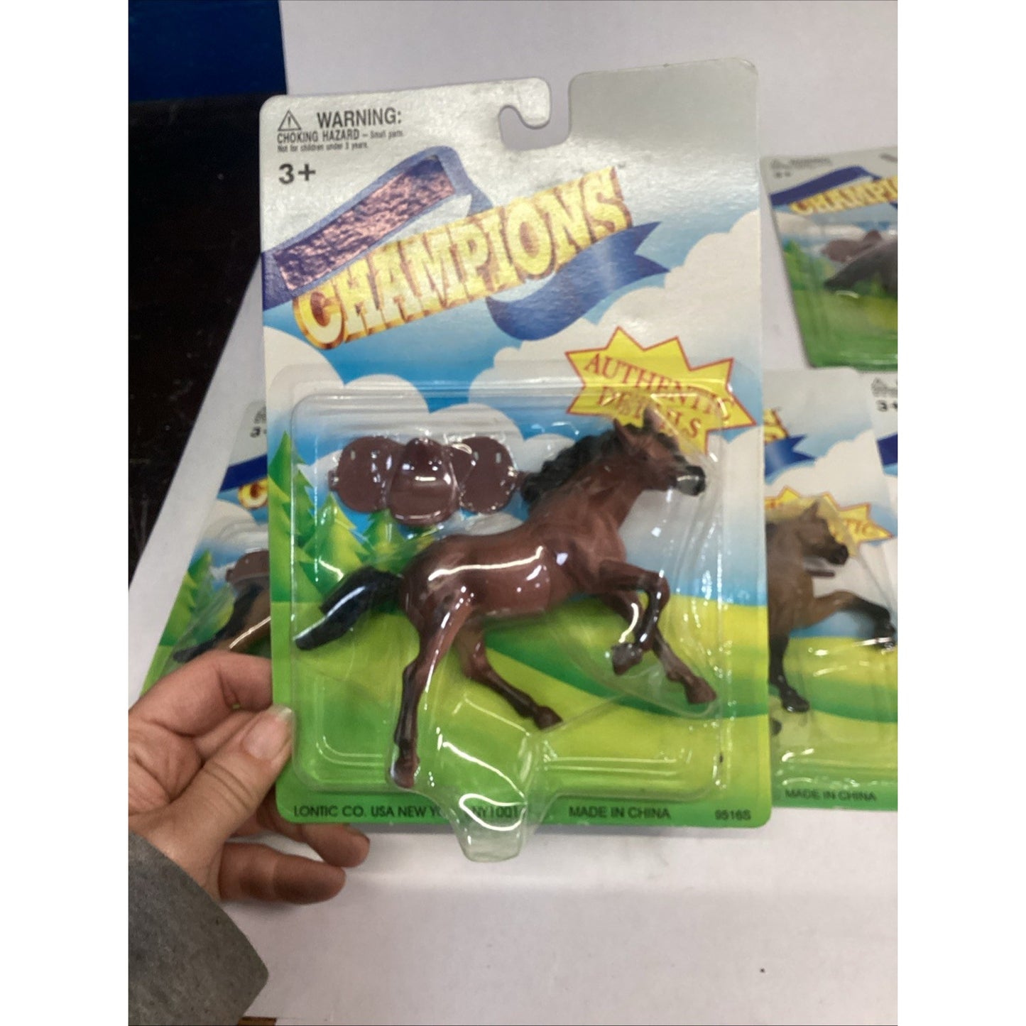 LOT Of 6 NEW Vintage LONTIC CO. Blue Ribbon Champions HORSES w/Saddles - New