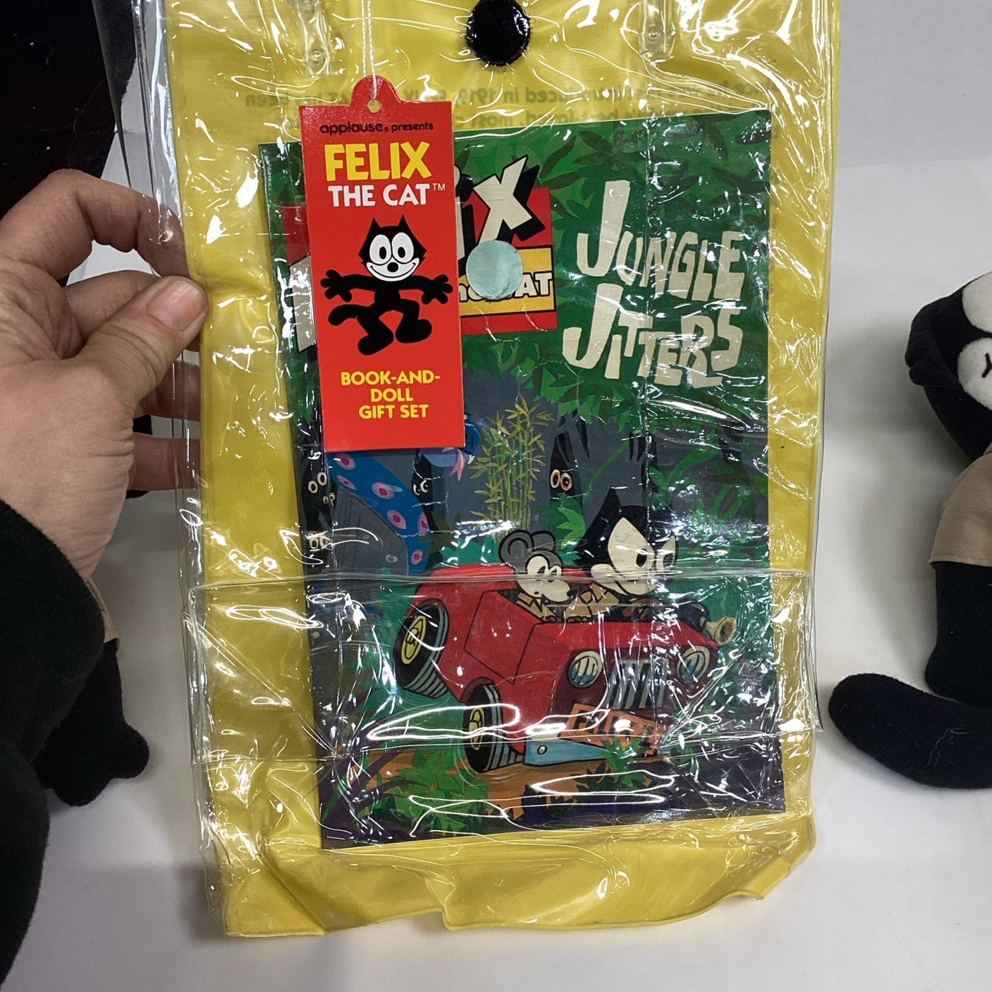 Set Of 2 Felix The Cat Plush Doll & Jungle Jitters Books W/ Carry Bags - New!
