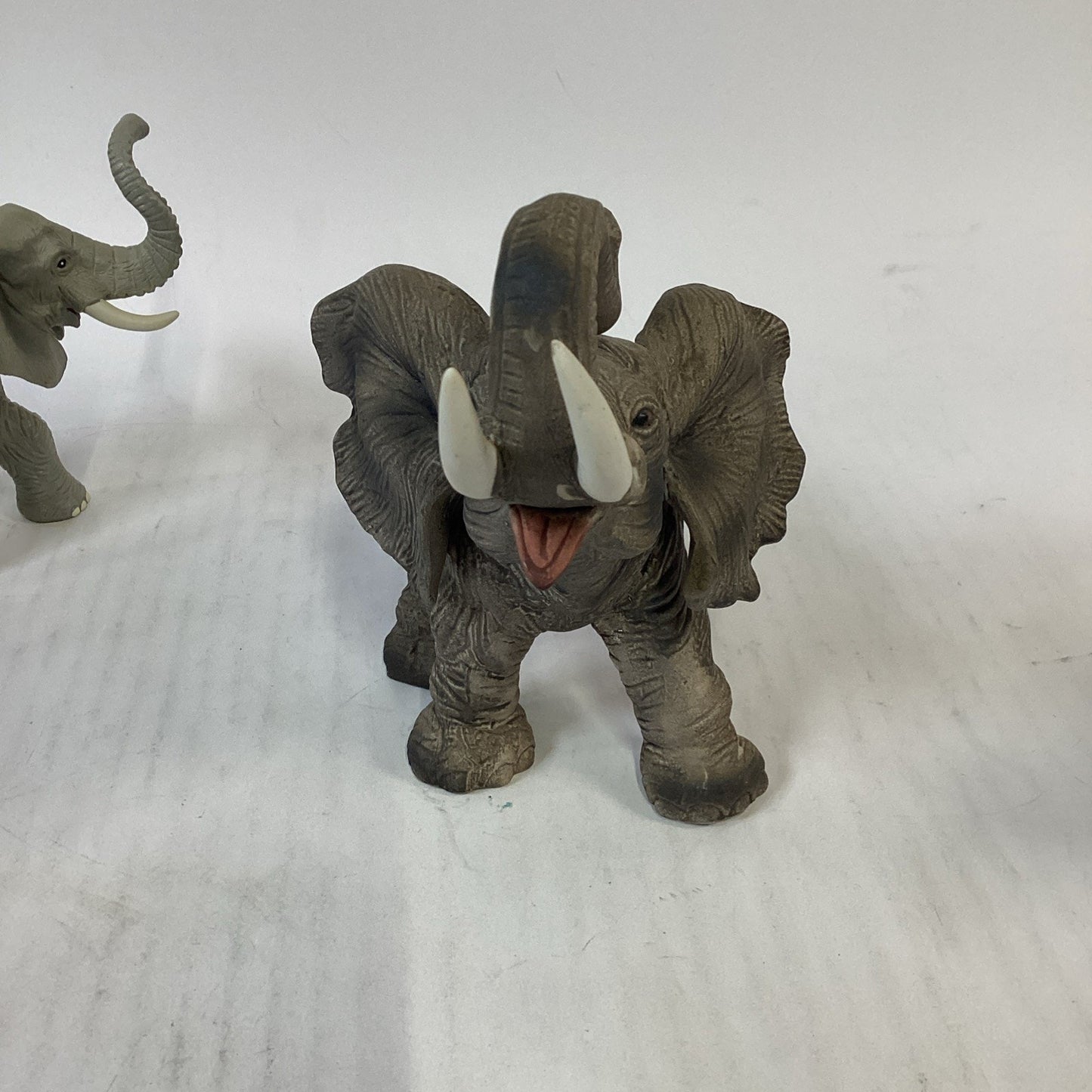 Lot Of 3 - 2 Bull Elephant Figurines & 1 Candle