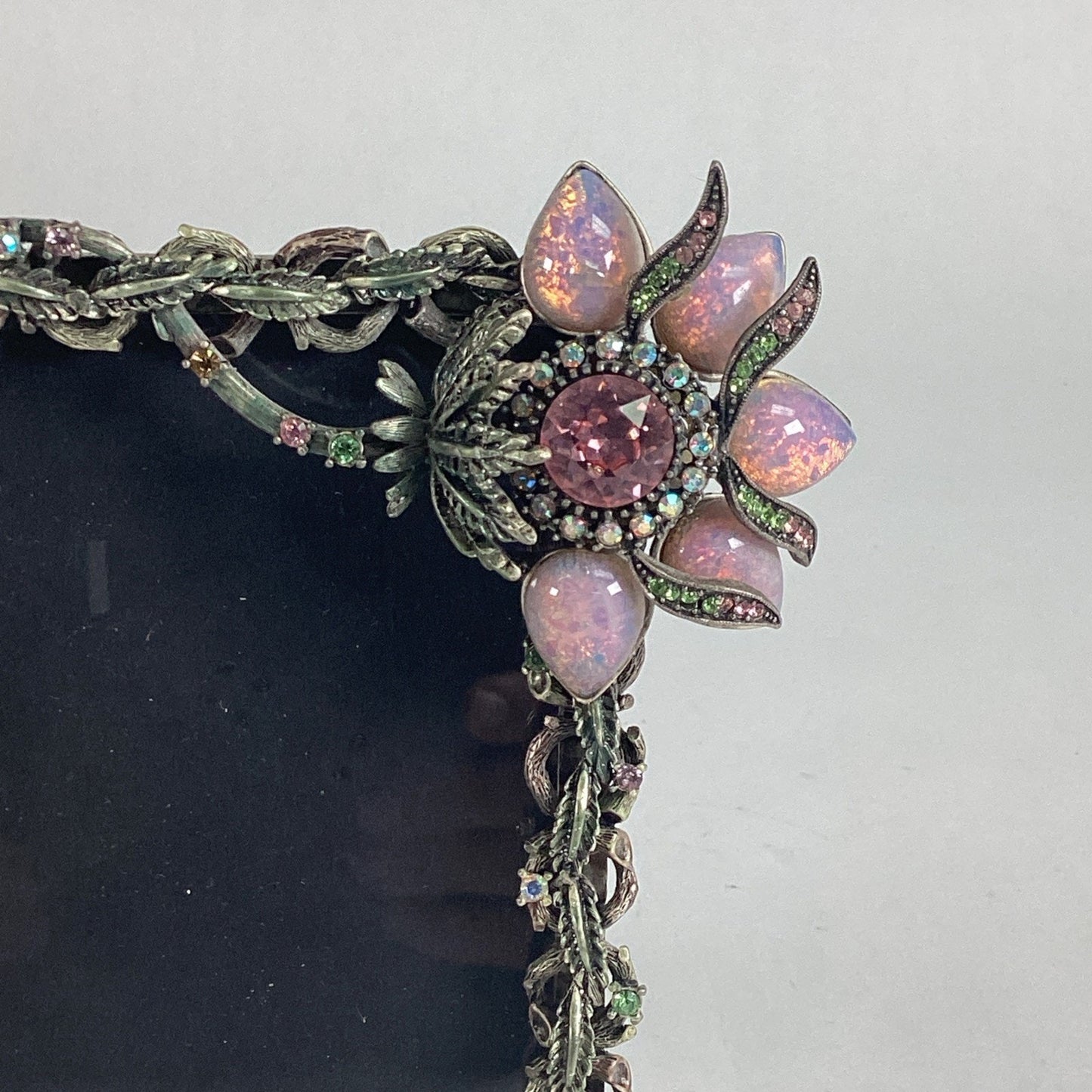 RJ Graziano Pink Floral Photo Frame With Multicolored Rhinestones - Italy