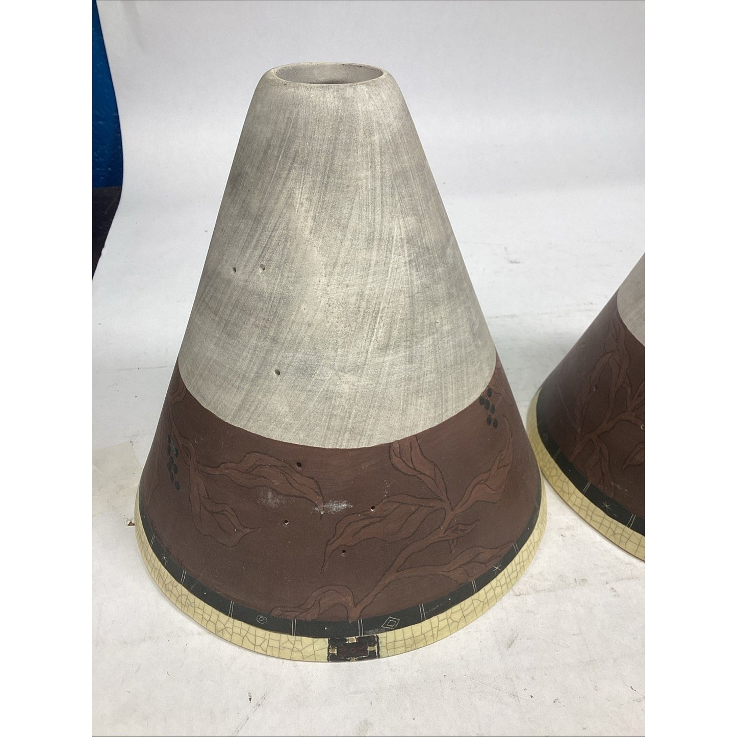 Set of 2 Studio Art Pottery Lamp Shades - 7.75”Hx8”D