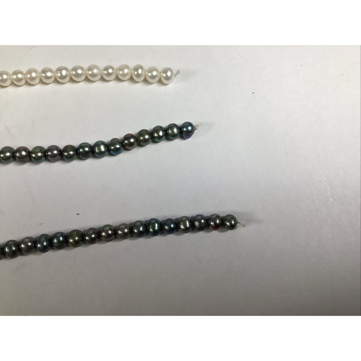 Rainbow Peacock Blue Color Pearl Strands & Ivory Pearl Strands (2 Each)