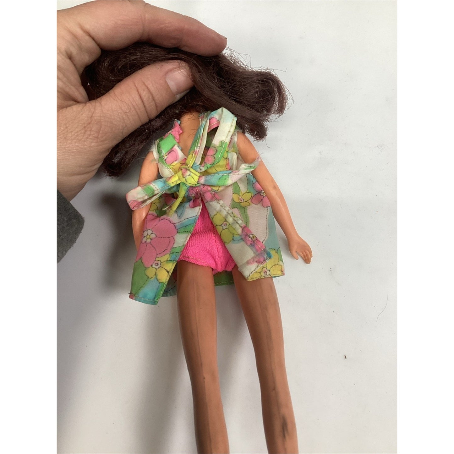 Vintage 1977 Fashion Doll In A Sleeveless Floral Dress
