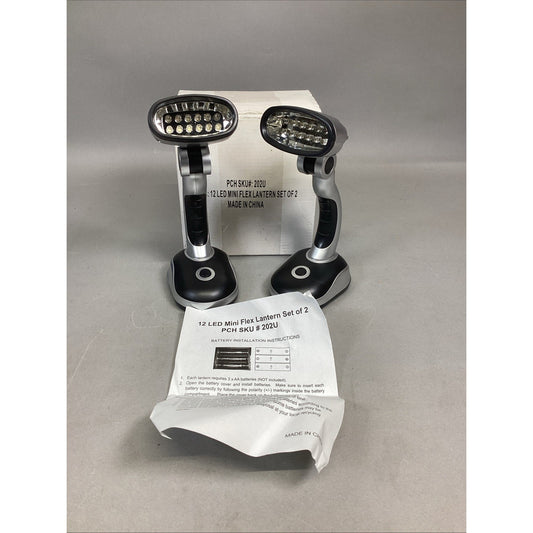 12 LED’s - Set Of 2 Mini Flex 8" Counter / Desk Lantern - NEW