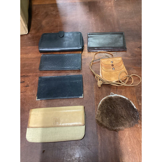 Set Of 8 Wallets, Coin Purses & 1 Purse- Cowhide, Calfskin, Genuine Kidskin Hide