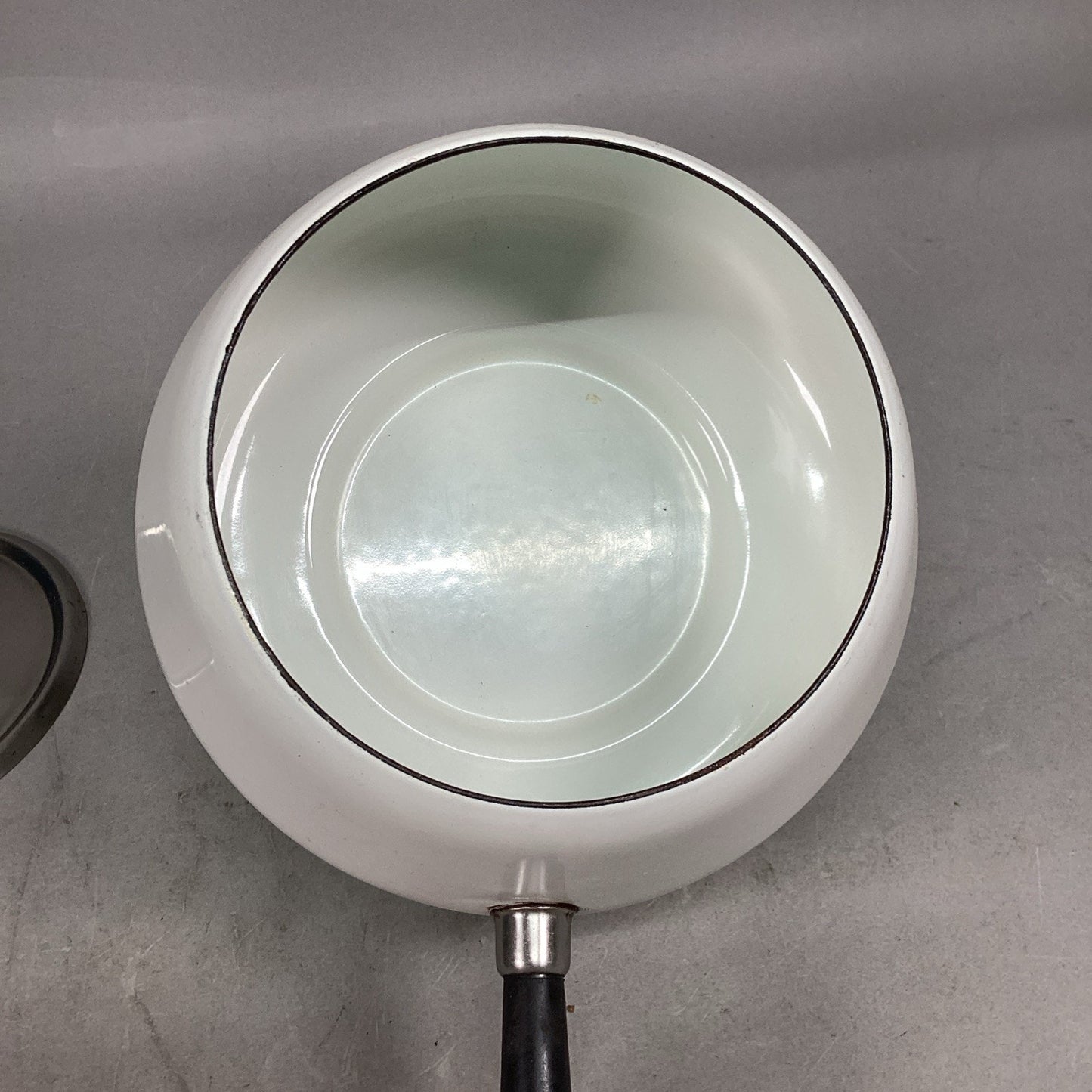 Vintage White Sauce Fondue Pot With Lid