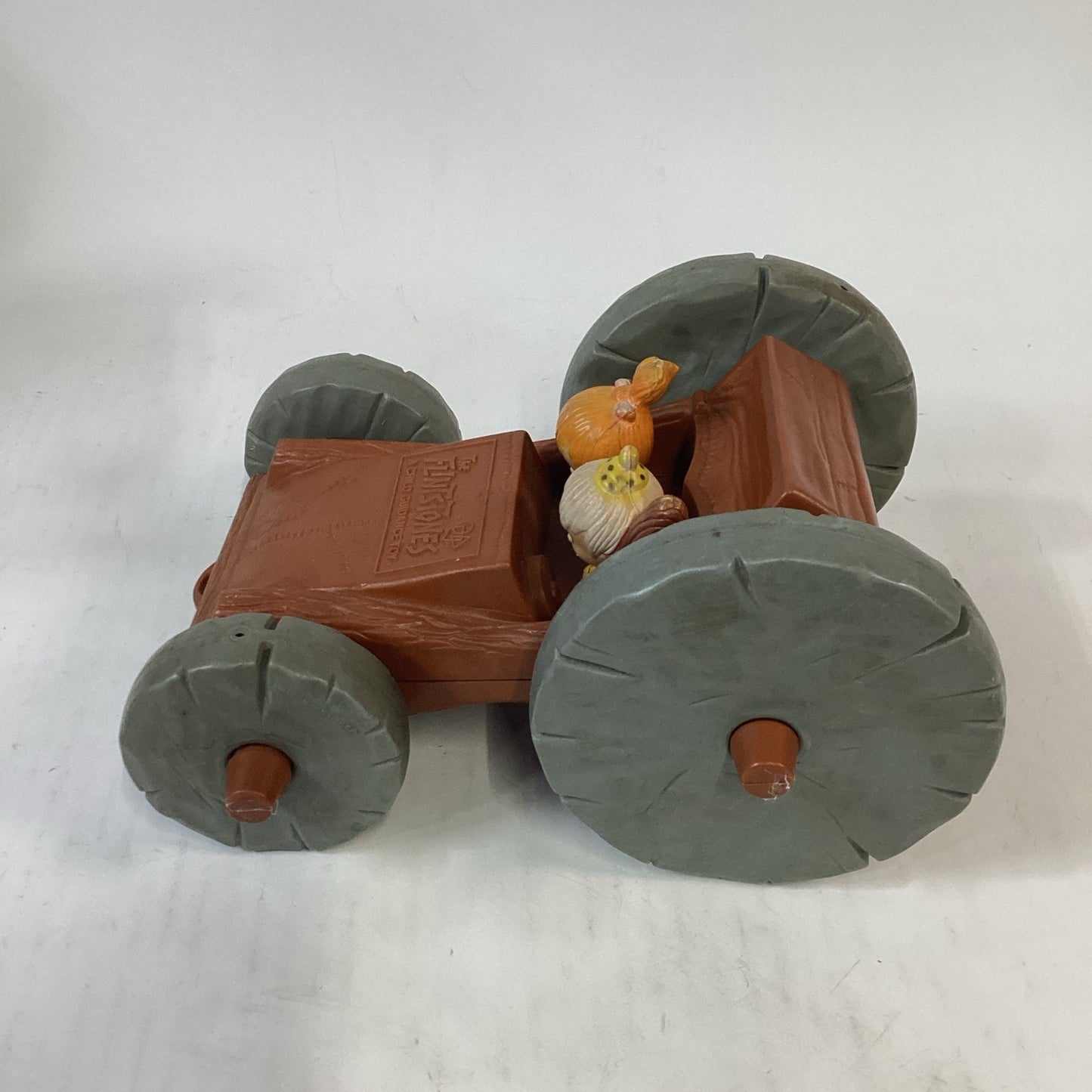 VINTAGE 1976 Flinstones Hanna Barbera Pull Flip Car Toy - Fred/Barney, Bam/Pebs
