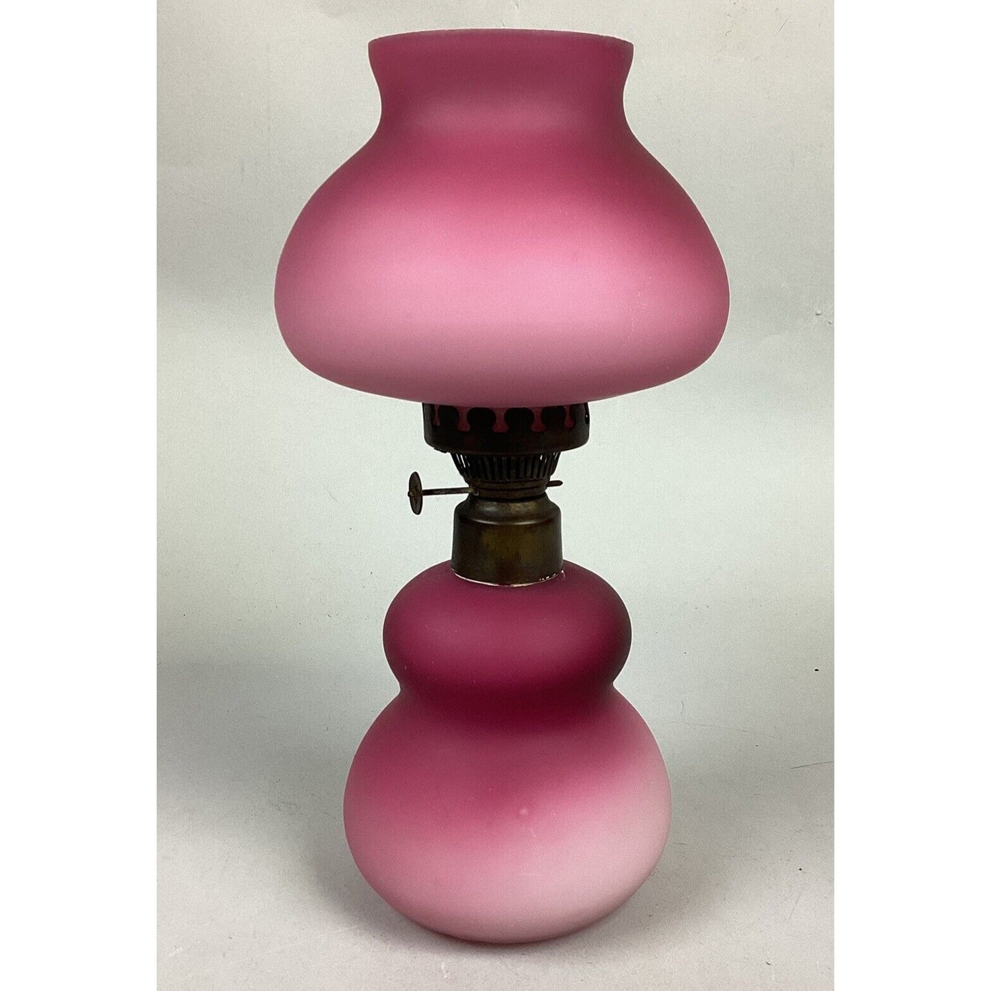 Antique Pink Gradient Peach Blow Kerosene Table Lamp - 10.5”H