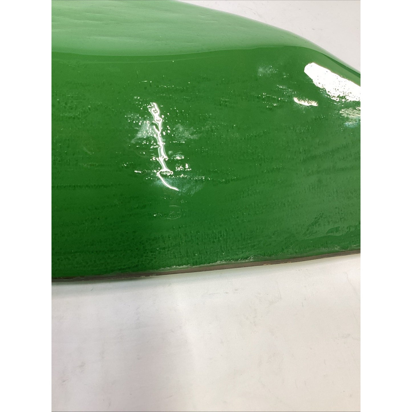 VTG MCM Green Glass Gondola Bowl Large Canoe Centerpiece W/ Gold Trim - 26.5”L