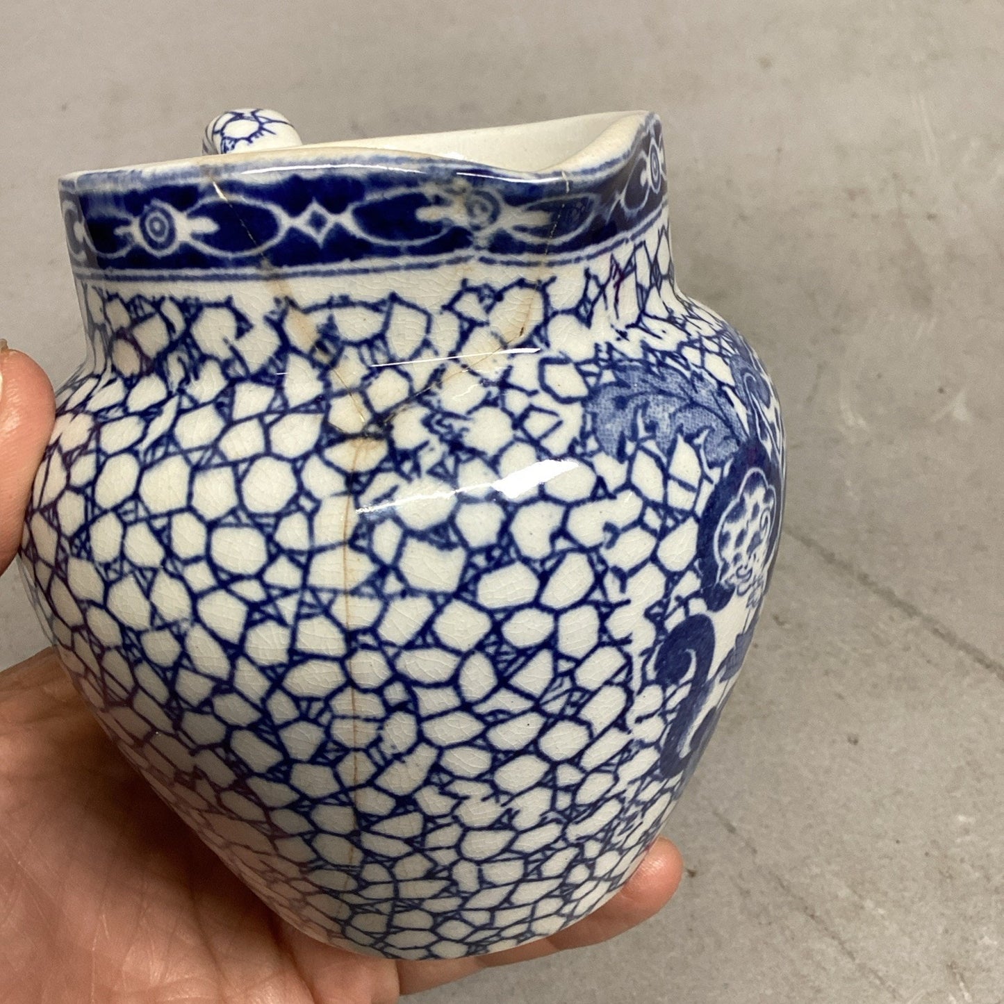 Antique English William Adams Asian Blue Creamer - Made In England - #623291