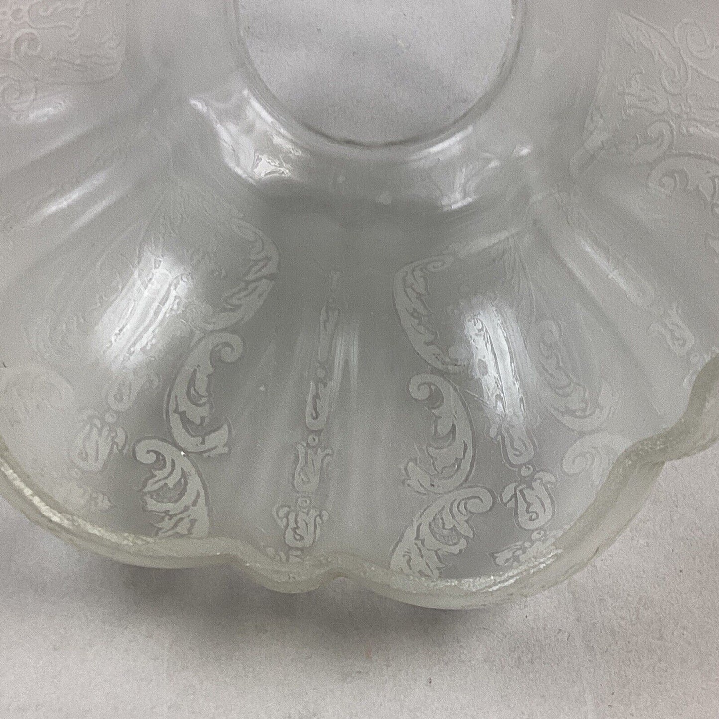 Antique Frosted Etched Glass Lamp Shade - 4.25”Hx4”D