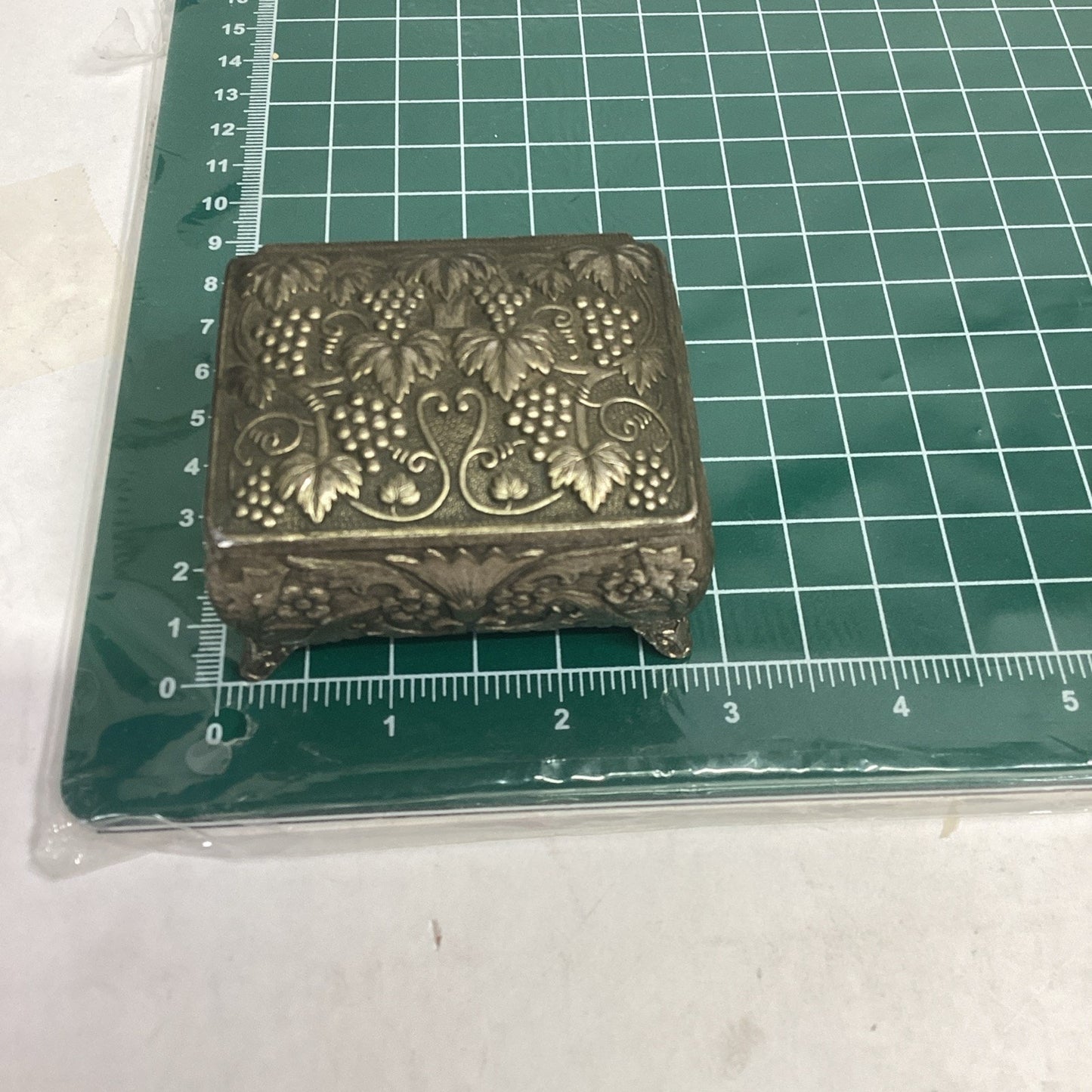 Vintage or Antique Japanese Ornate Trinket Jewelry Box with Red Lining