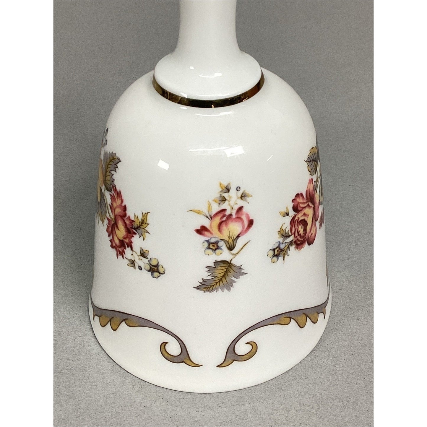 Antique Bareuther Waldsassen Bavaria Germany Porcelain Floral Dinner Bell