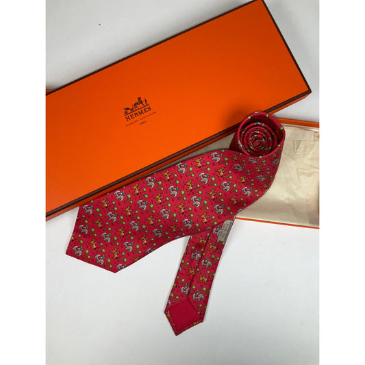 Men’s Hermès Elephant & Horse Polo Tie REF: 5416 OA | No Box