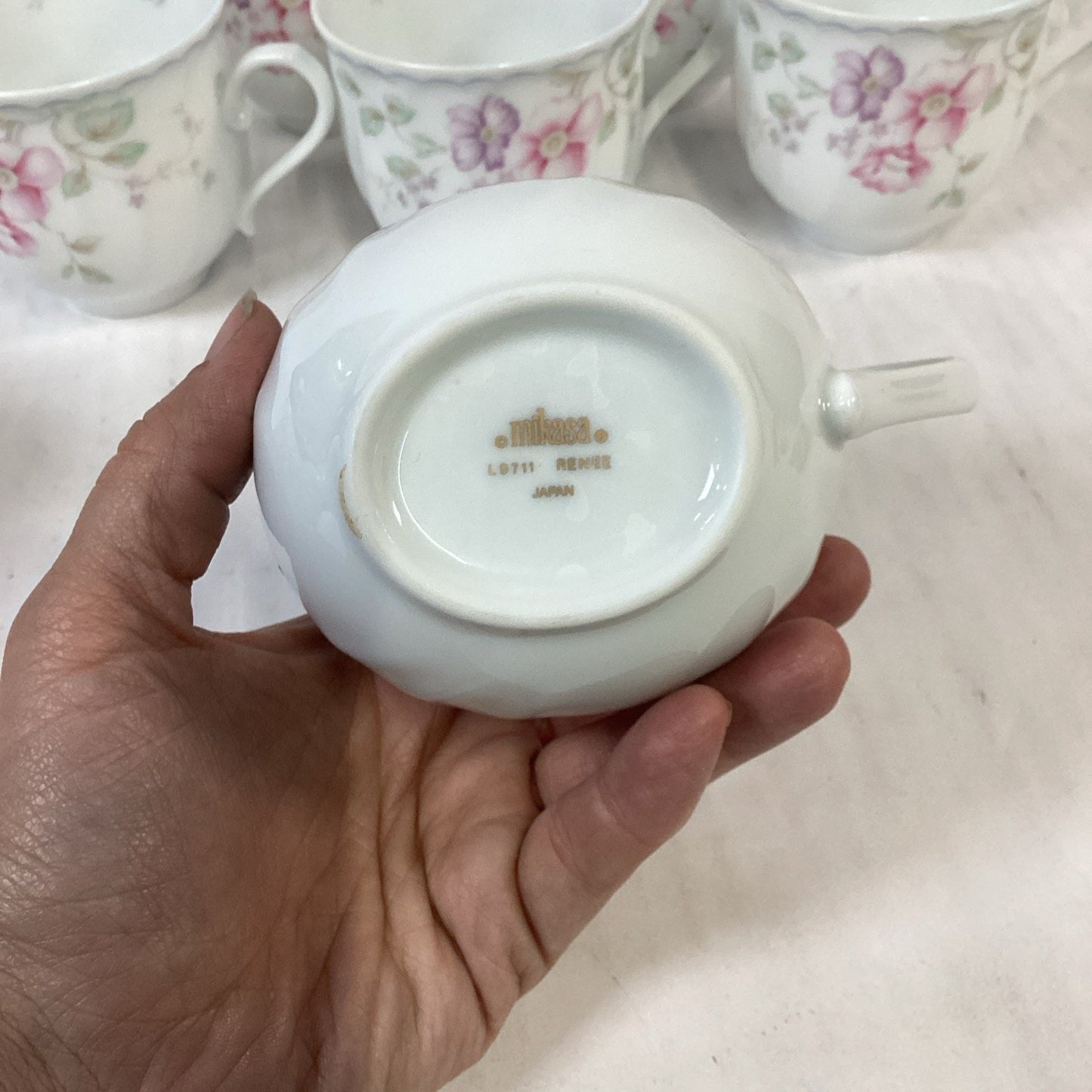 Lot Of 10 Mikasa L9711 Renee Tea Cups, Creamer And Sugar