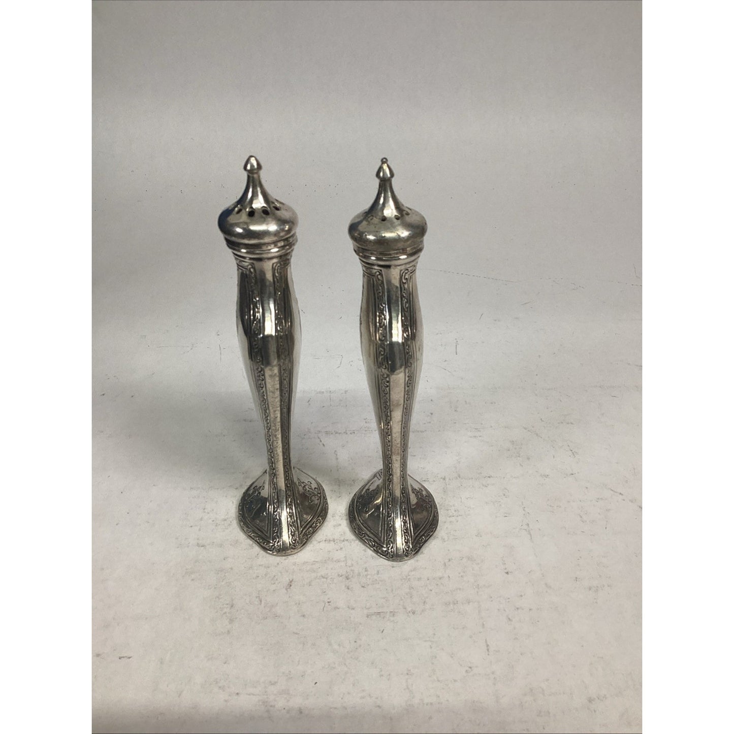Antique Silver Plated WB Salt & Pepper Shakers - #3113 - Patent March 29, 1927