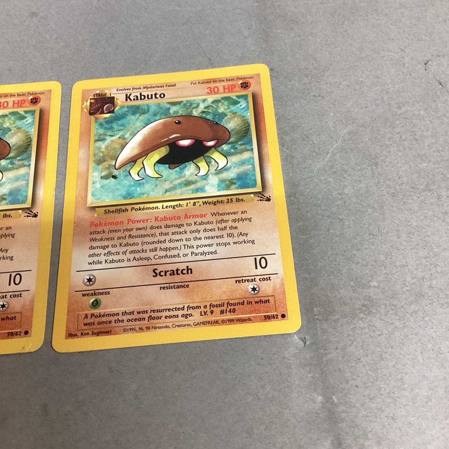 Pokémon Kabuto Fossil 50/62 - Set Of 2 Trading Cards