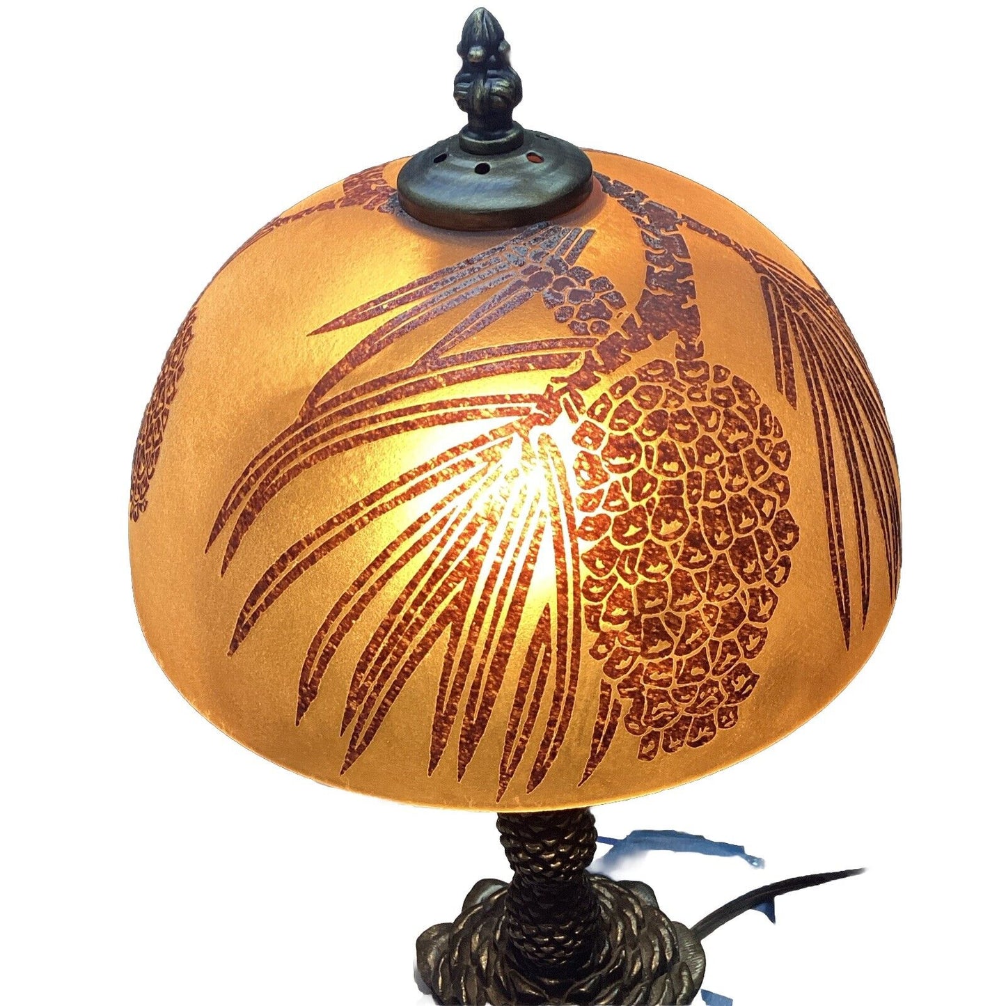 Vintage Pinecone Lamp And Glass Lampshade