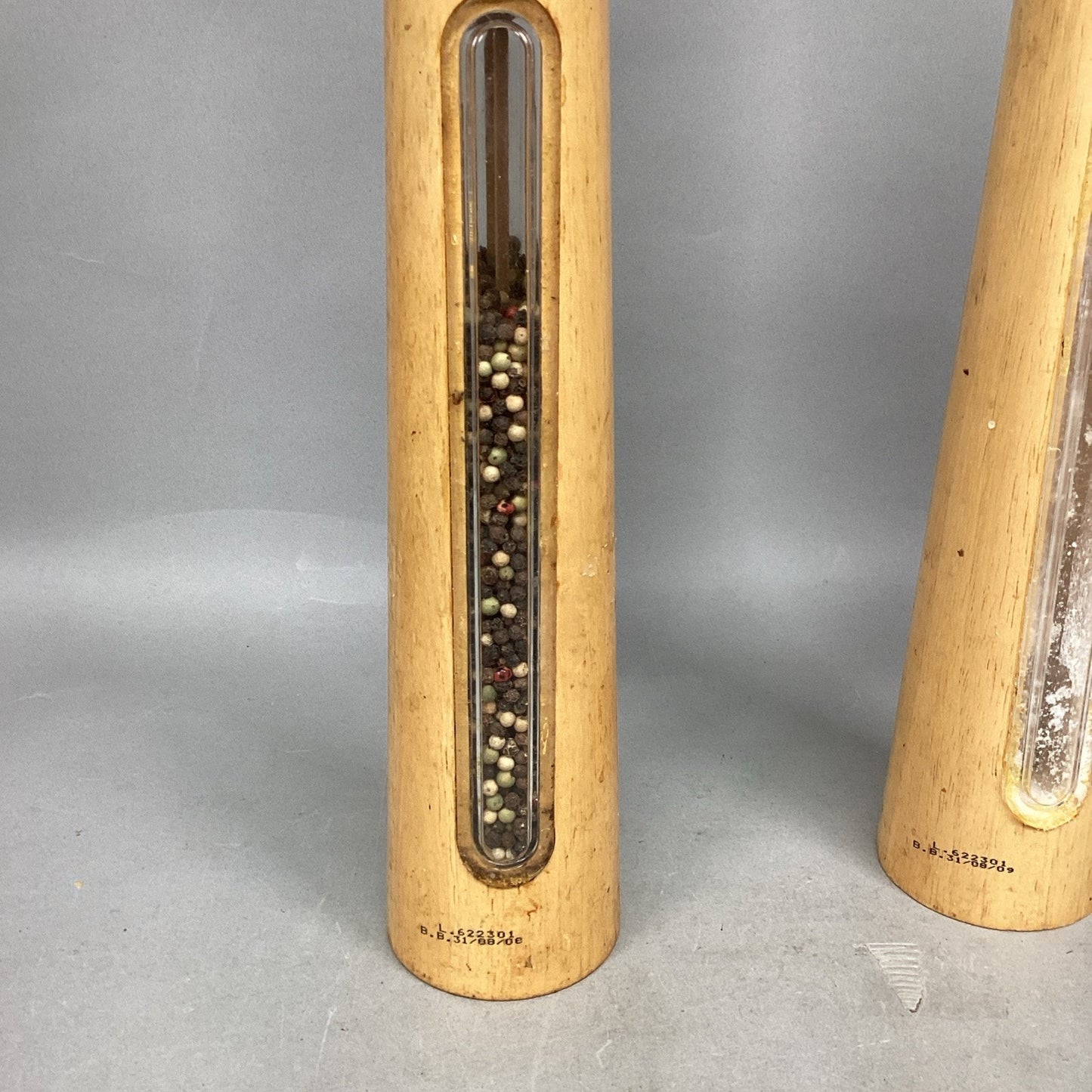 2-Piece Wooden Salt & Pepper Grinder/Mill 16" Tall w/See Thru Panels - Italy