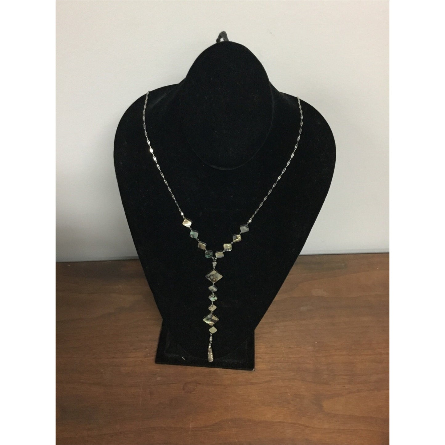 Statement Necklace Charcoal Stones Silver Tone Drop Dangle Necklace