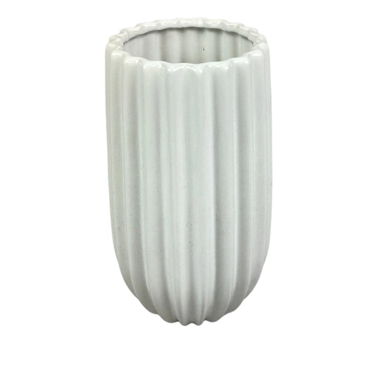 Large White Flower Vase - 12”