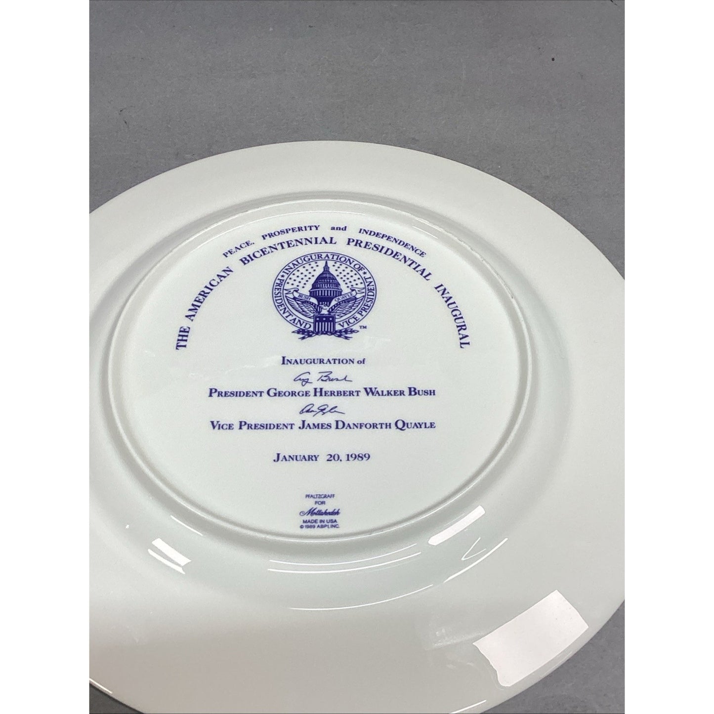 Set Of 2 Pfaltzgraff Bone China George HW Bush Inauguration Plates In Boxes