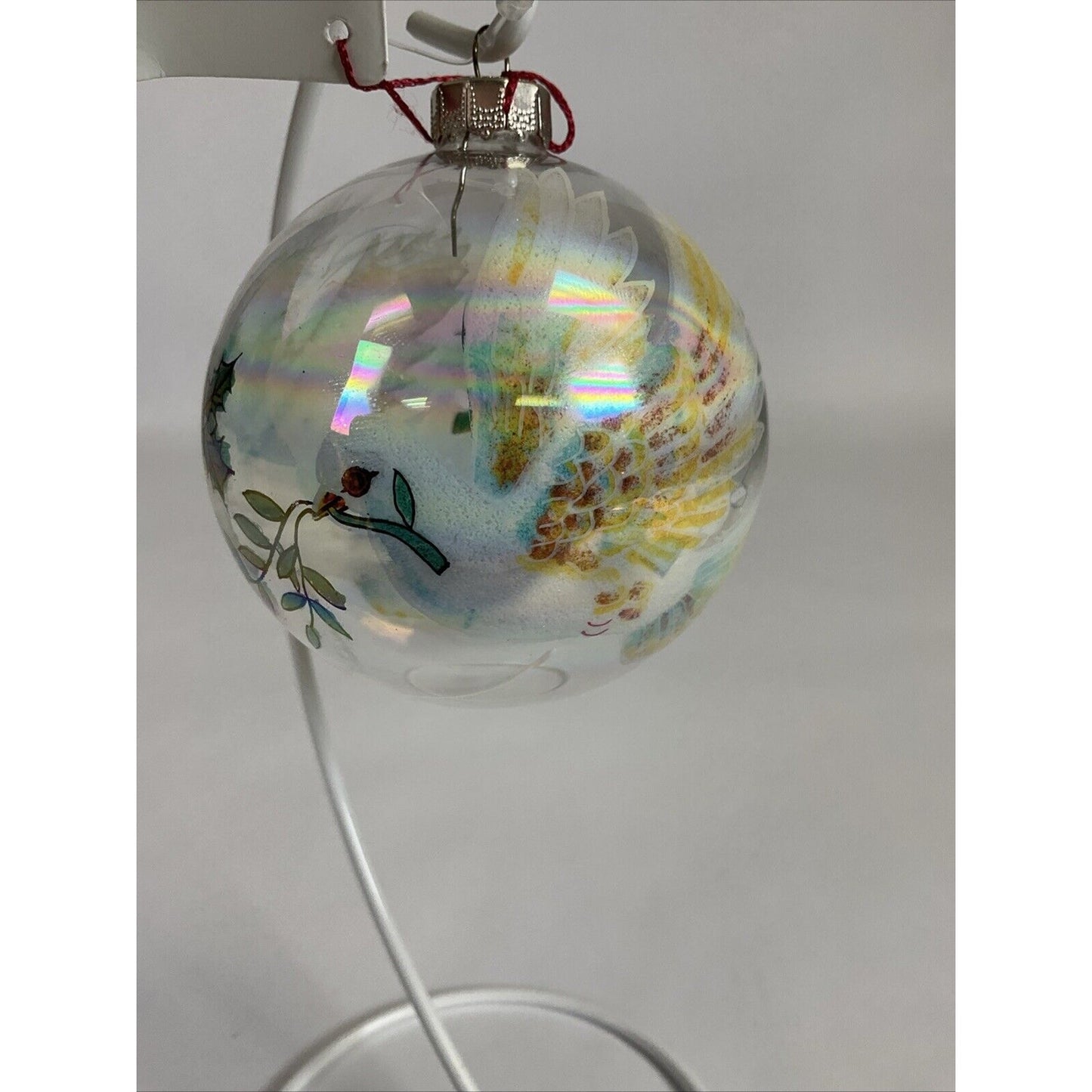 Gigi Clear Ball Christmas Ornament With Doves And Mistletoe (enamel)