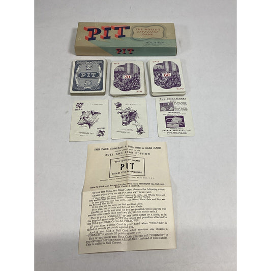 Vintage 1919 Pit Card Game by Parker Brothers - Bear & Bull Edition - Complete