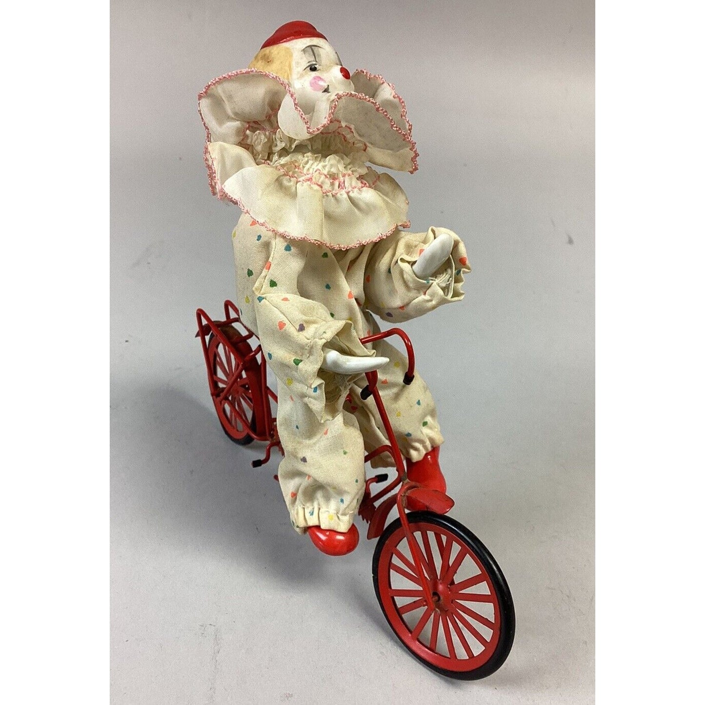 Vintage Enesco Porcelain Clown On Bicycle