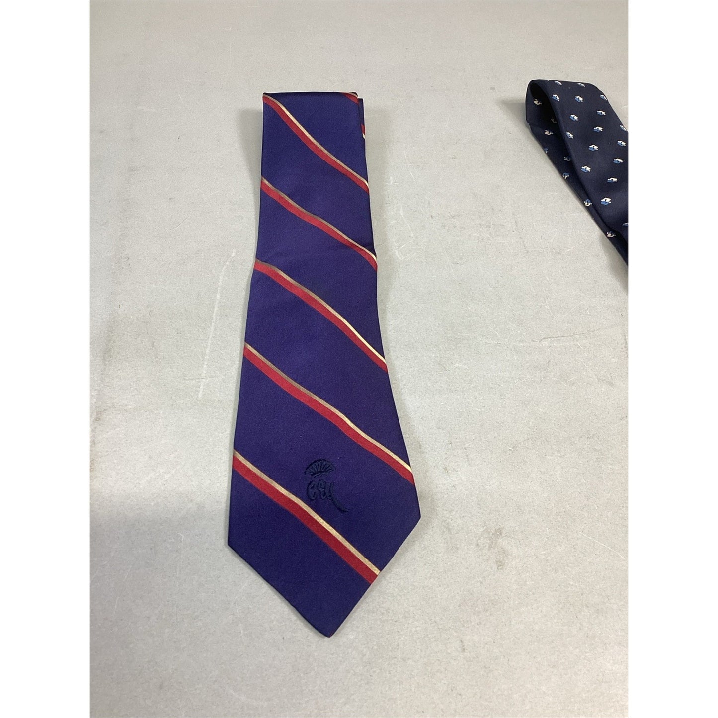 Countess Mara Blue Striped Silk Tie & Jean Marc Stewey Paris Dark Blue Silk Tie