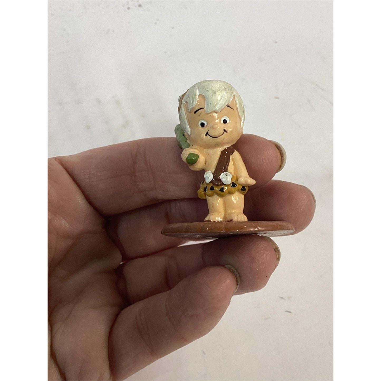 Vintage 1990 Fred Flinstone, Bam Bam And Pebbles Molded Toy Figures