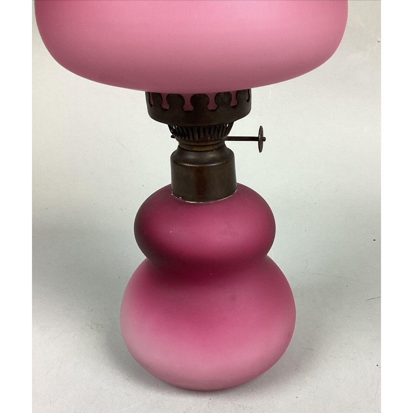 Antique Pink Gradient Peach Blow Kerosene Table Lamp - 10.5”H