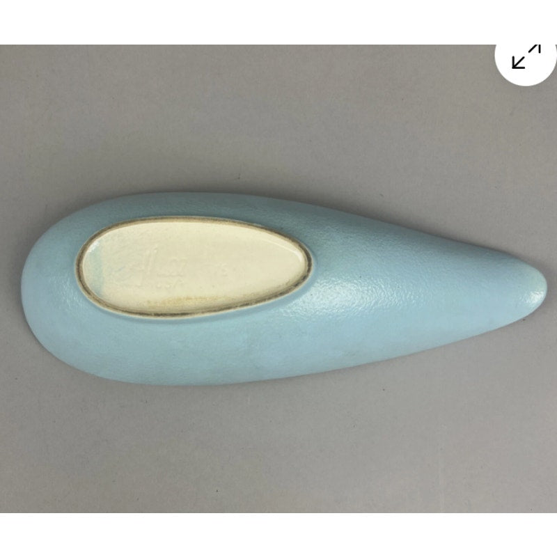 Hull Pottery 13” Gravy Boat Serving Piece Mid-Century Modern Light Blue Ceramic