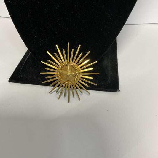 Vintage Starburst Brooch Gold Tone