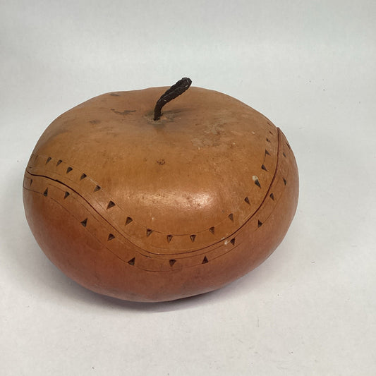 Vintage Handmade Hawaiian Gourd Container - 7.5”Dx5.5”H