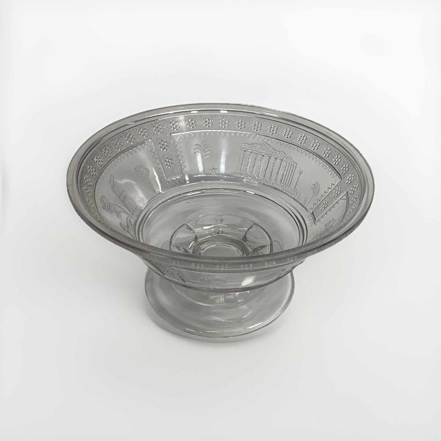 Antique 1880's Glass Pedestal Bowl Adams & Co Egyptian Sphinx Motifs