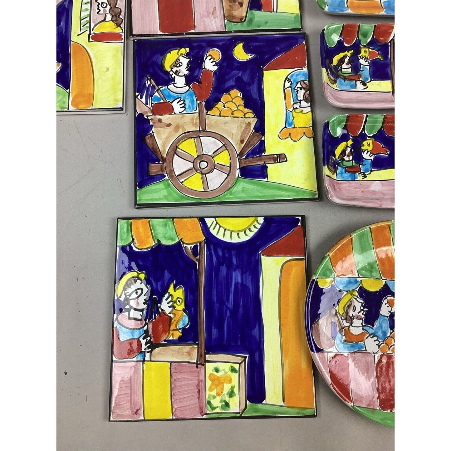 Set Of 23 La Musa Italian Pottery / Wall Hanging Handmade & Painted In Italy