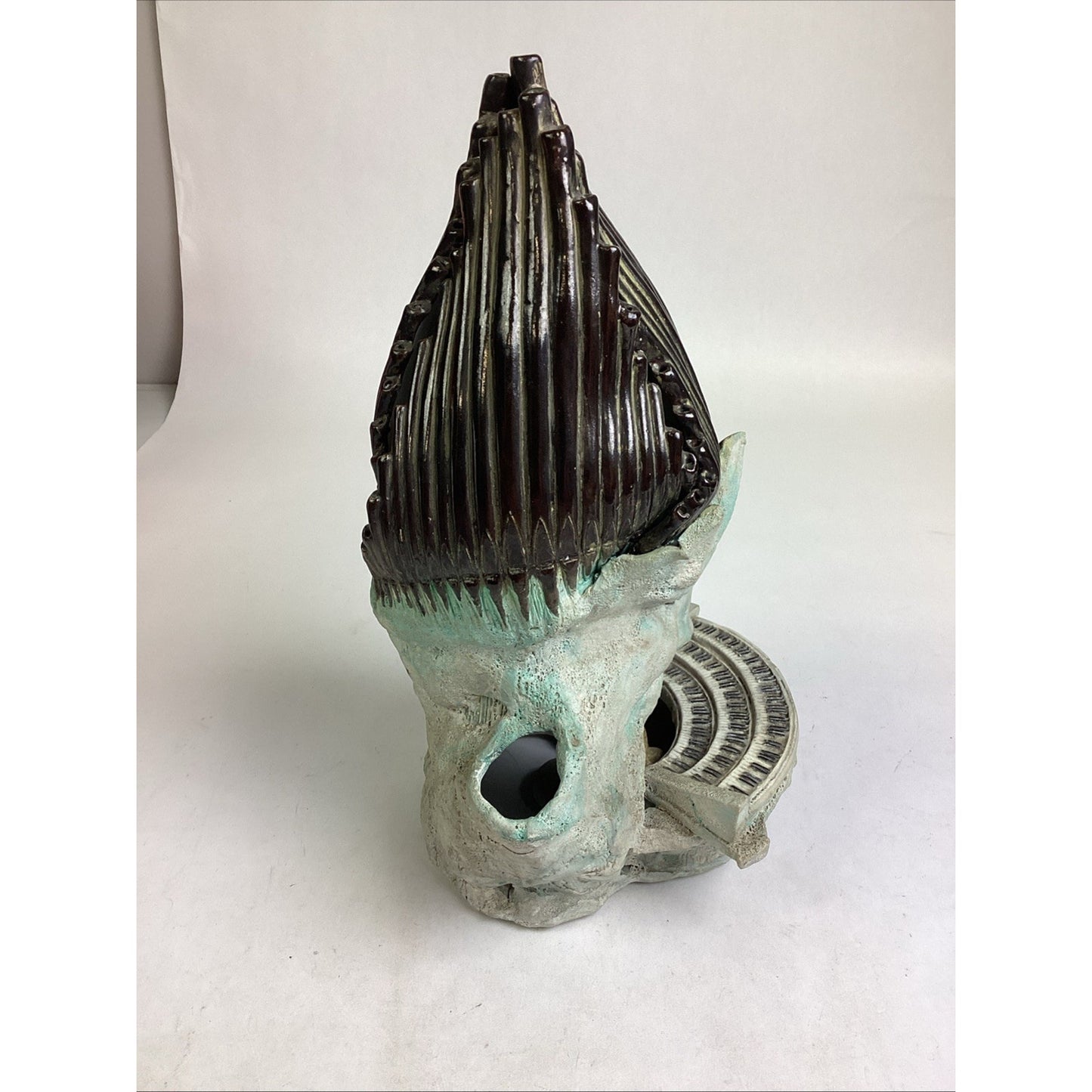 Whimsical Ceramic Sculpture- Surreal Face With Miniature Piano - 13.5”H