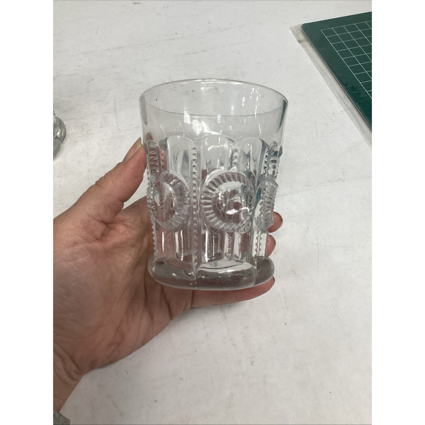 Set Of 4 Vintage Pressed Glassware Drinking Cups - 3.75”H