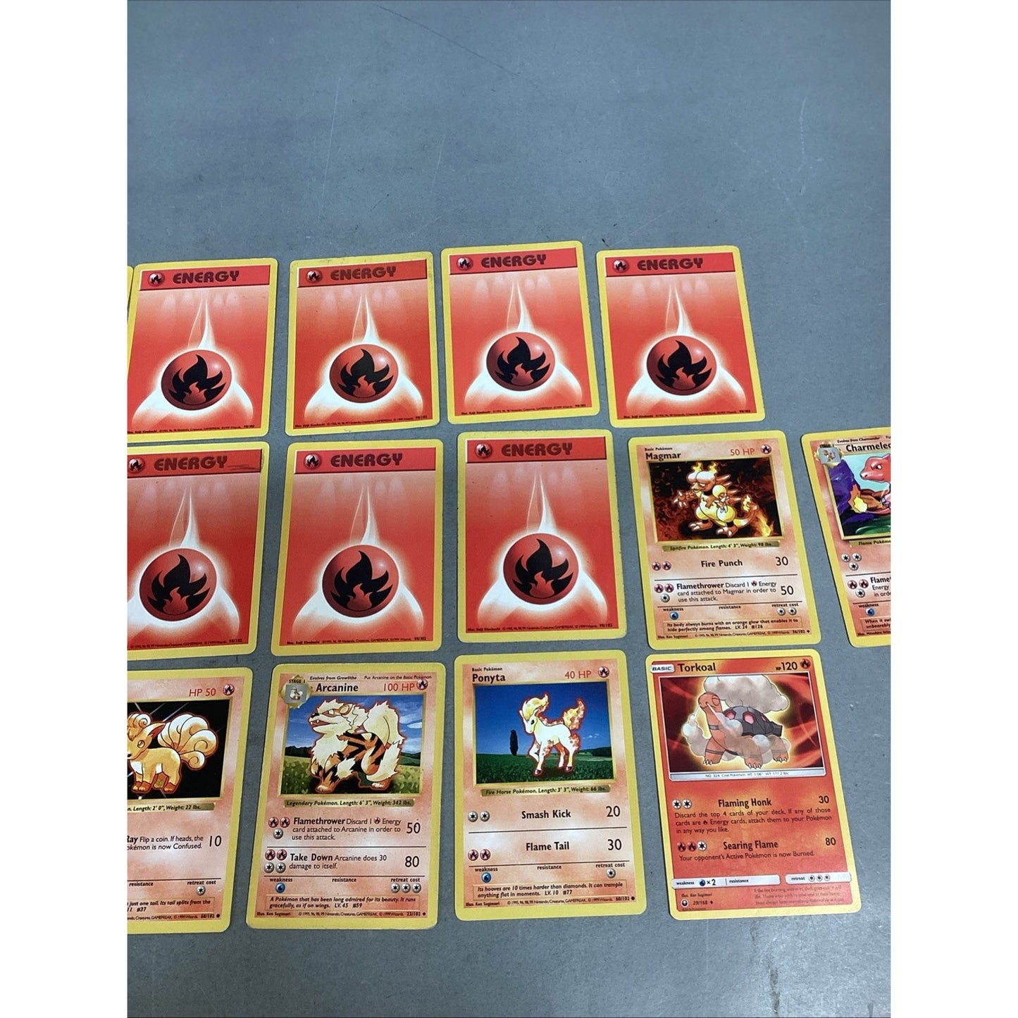 Lot Of 19 Pokémon Trading Cards - Energy, Magmar, Charmeleon, Vulpix, Torkoal
