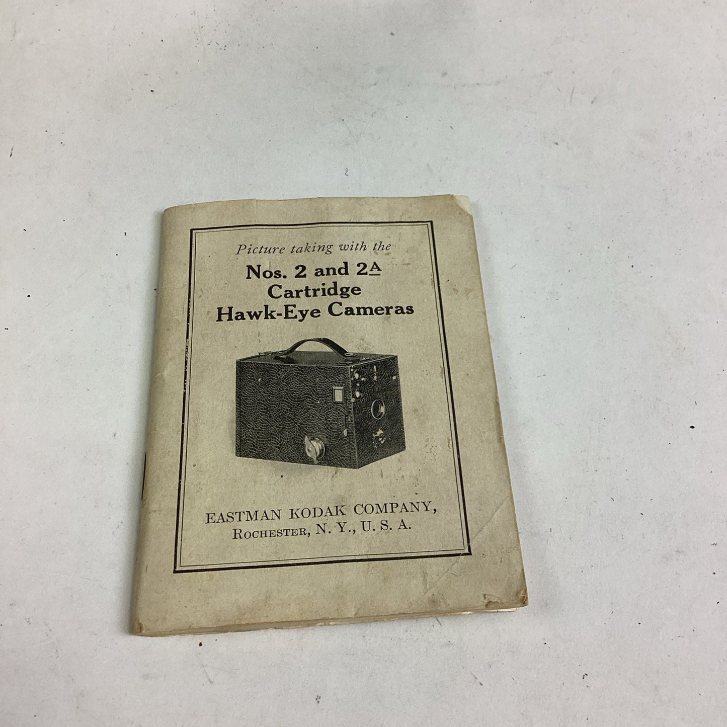 Vintage 1916 Kodak Cartridge Hawk-Eye #2 Box Camera With Manual