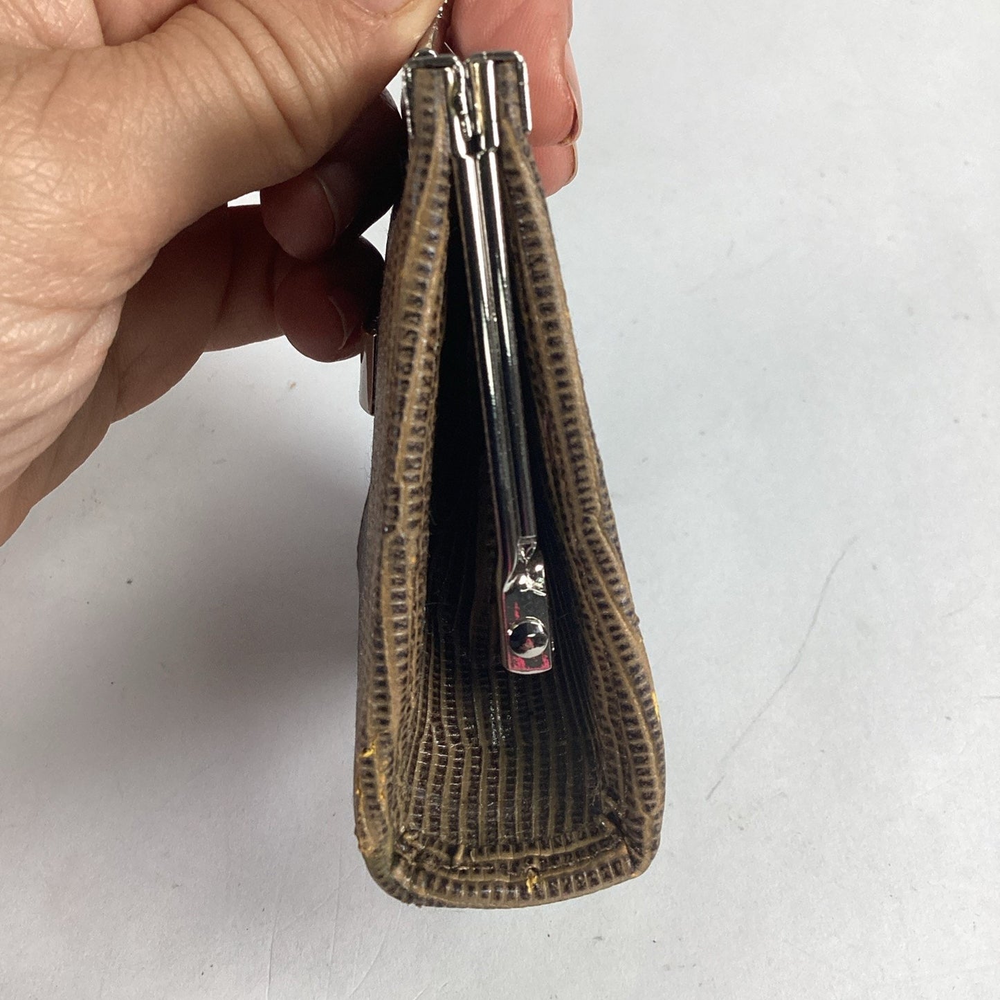 Laura Biagiotti Coin Purse Wallet Genuine Leather Reptile Pattern Italy