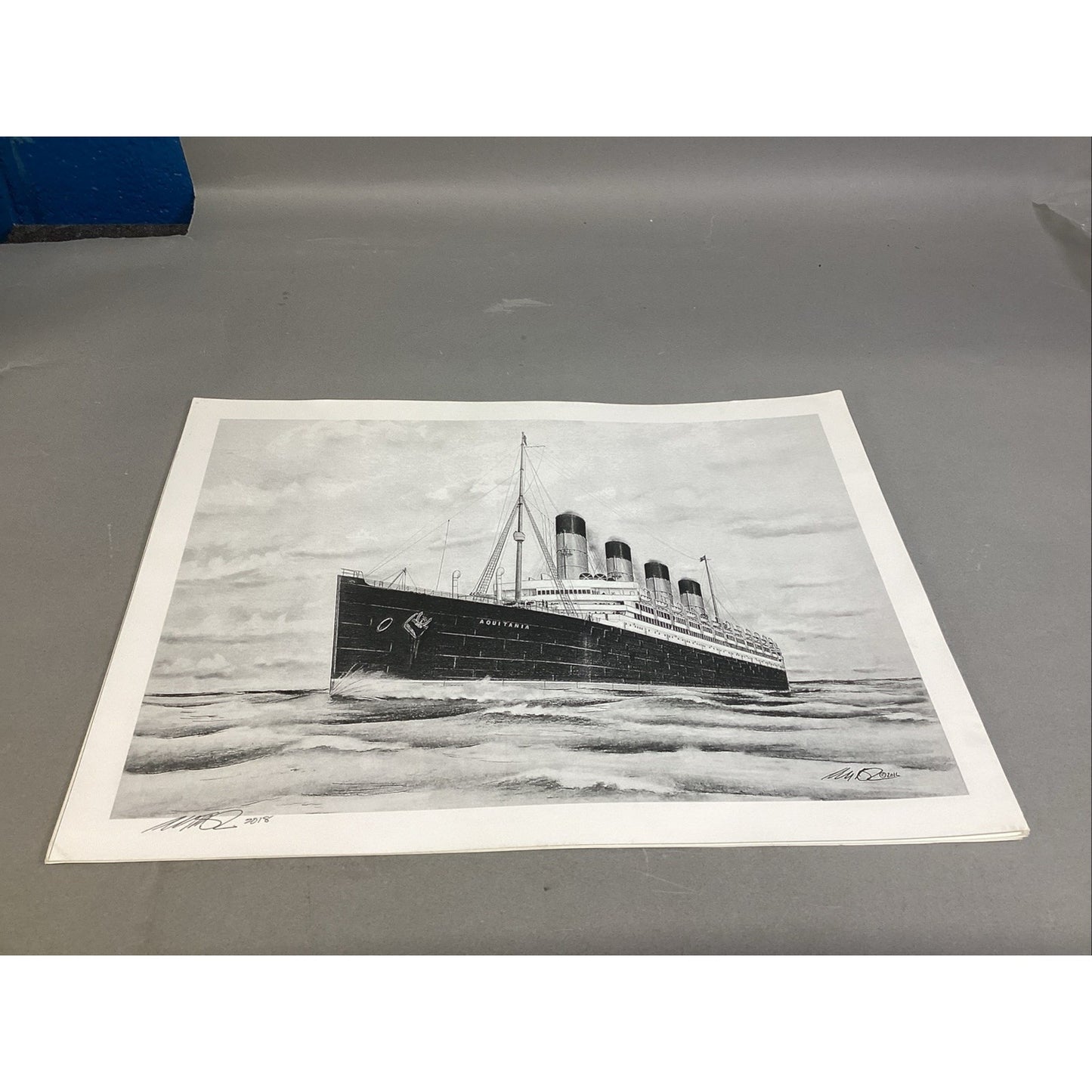 USS Aquitania Ship Art Print - 16x12” - Signed In 2018