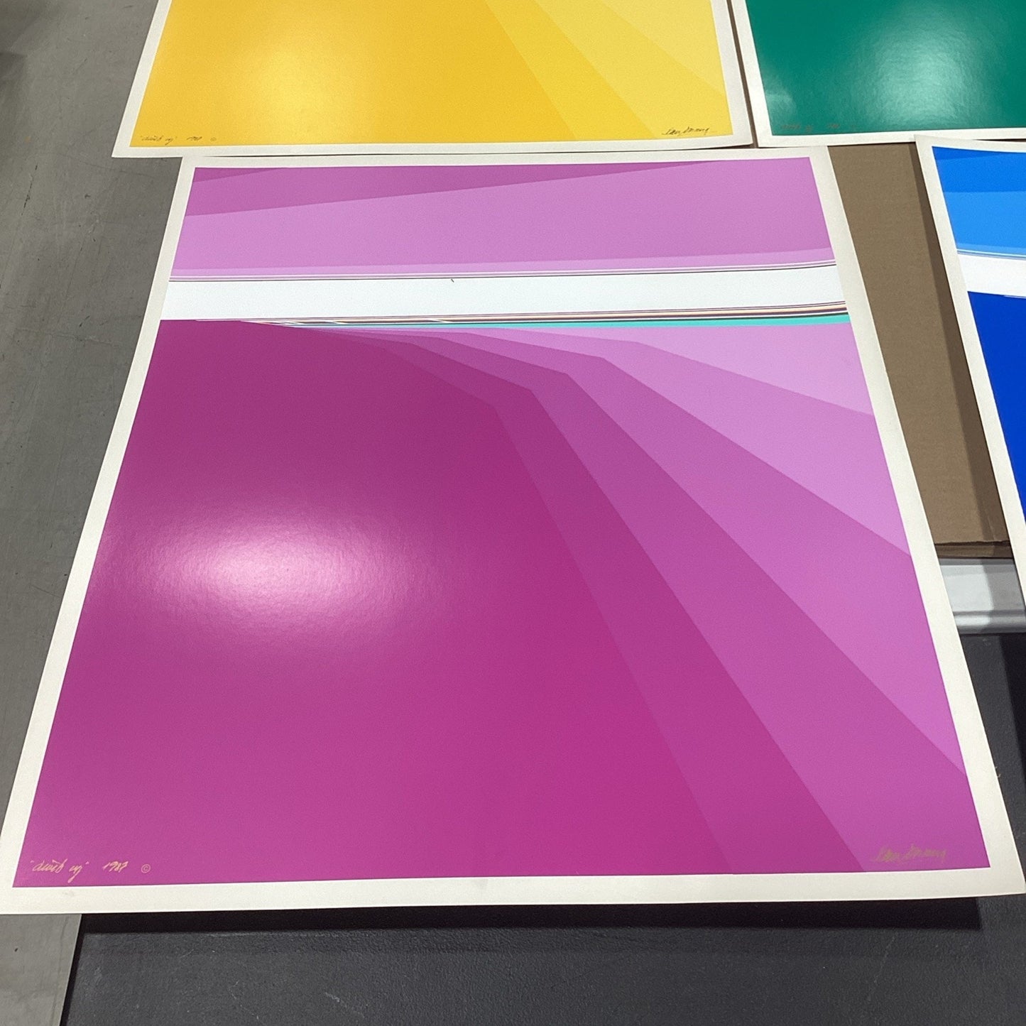 Vintage 1987 Climb Up Geometric Landscape Serigraph Print Suite Set Of 4 - 28x23