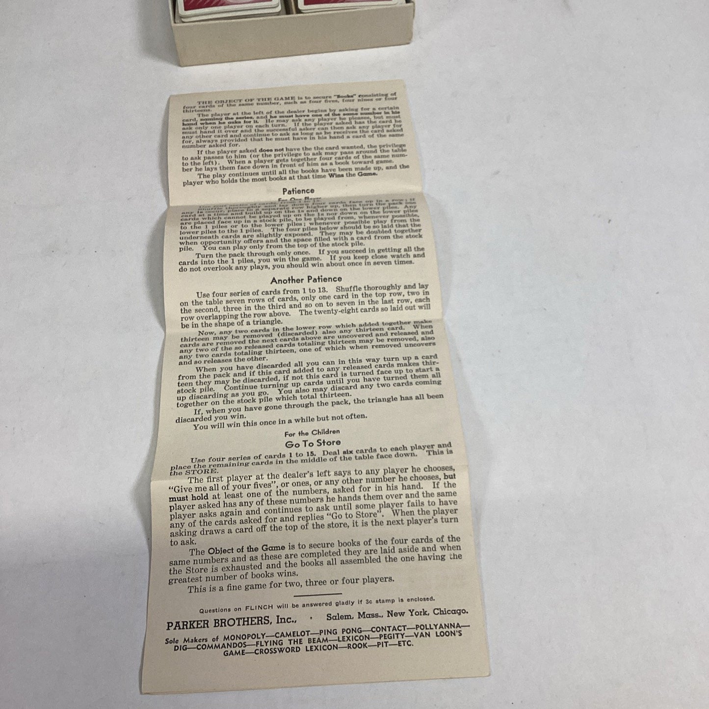 Vintage Flinch Card Game 1938 Parker Brothers USA. New Edition Complete