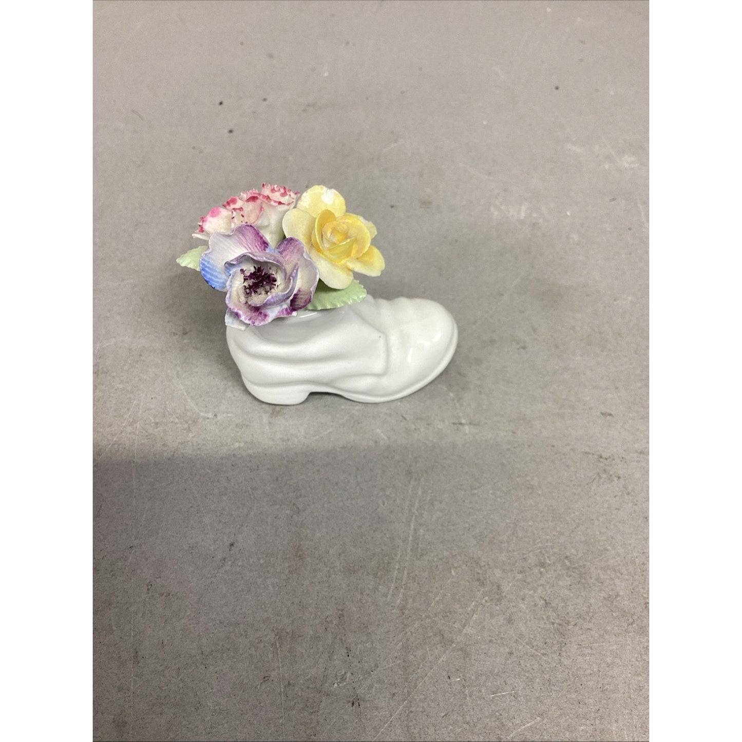 Vintage E&R Gold Crown Fine Bone China Flowers In Boot Figurine Hand Painted