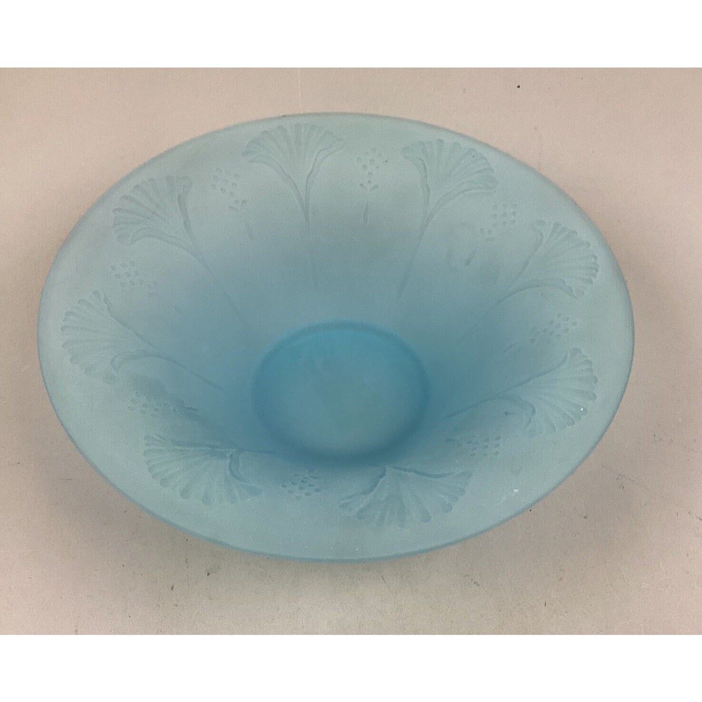 Vintage Tiffin Sky Blue Satin Glass Console Bowl - 3”Hx10”D