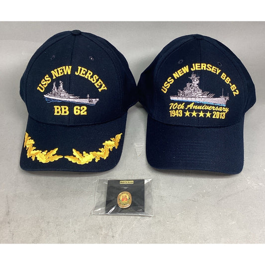 The Corps USS NEW JERSEY - BB-62 Hat, BB-62 Anniversary Hat & BB-62 Pin
