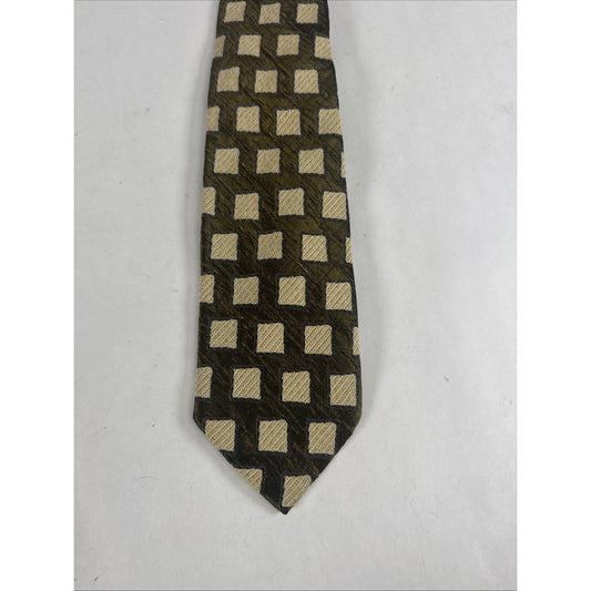 Takashimaya New York Silk Tie Necktie Italy Designer Square Brown And Beige