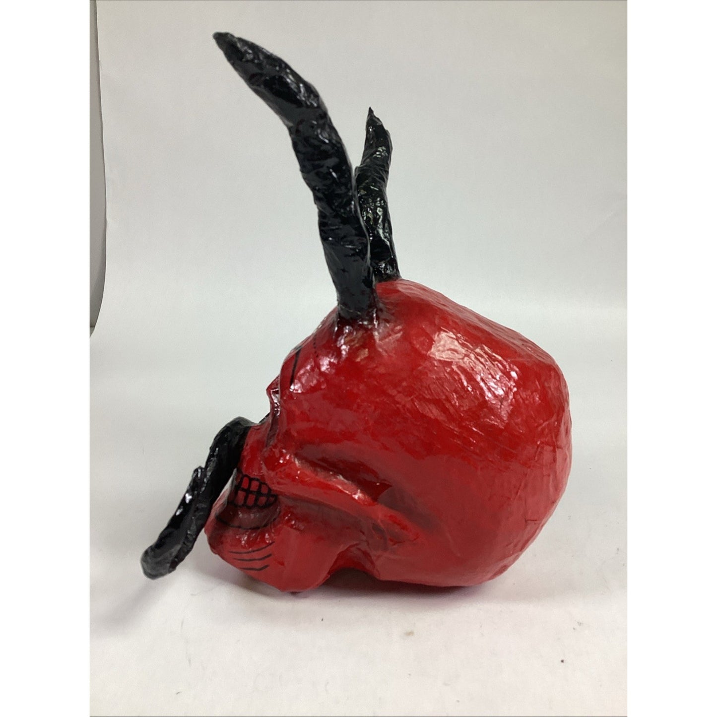Handmade Papier Mache Day Of The Dead Sugar Skull Devil/Demon Figure